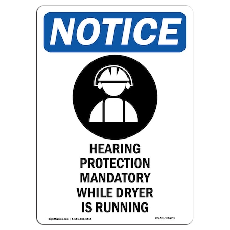Signmission OSHA Sign, Hearing Protection With Symbol, 7in X 5in Decal, 5" W, 7" H, Portrait, OS-NS-D-57-V-13423 OS-NS-D-57-V-13423